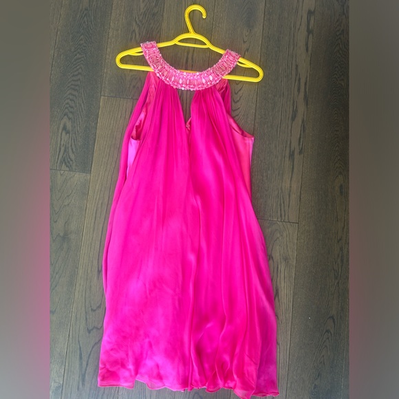Pink satin halter beaded mini dress - Picture 2 of 6